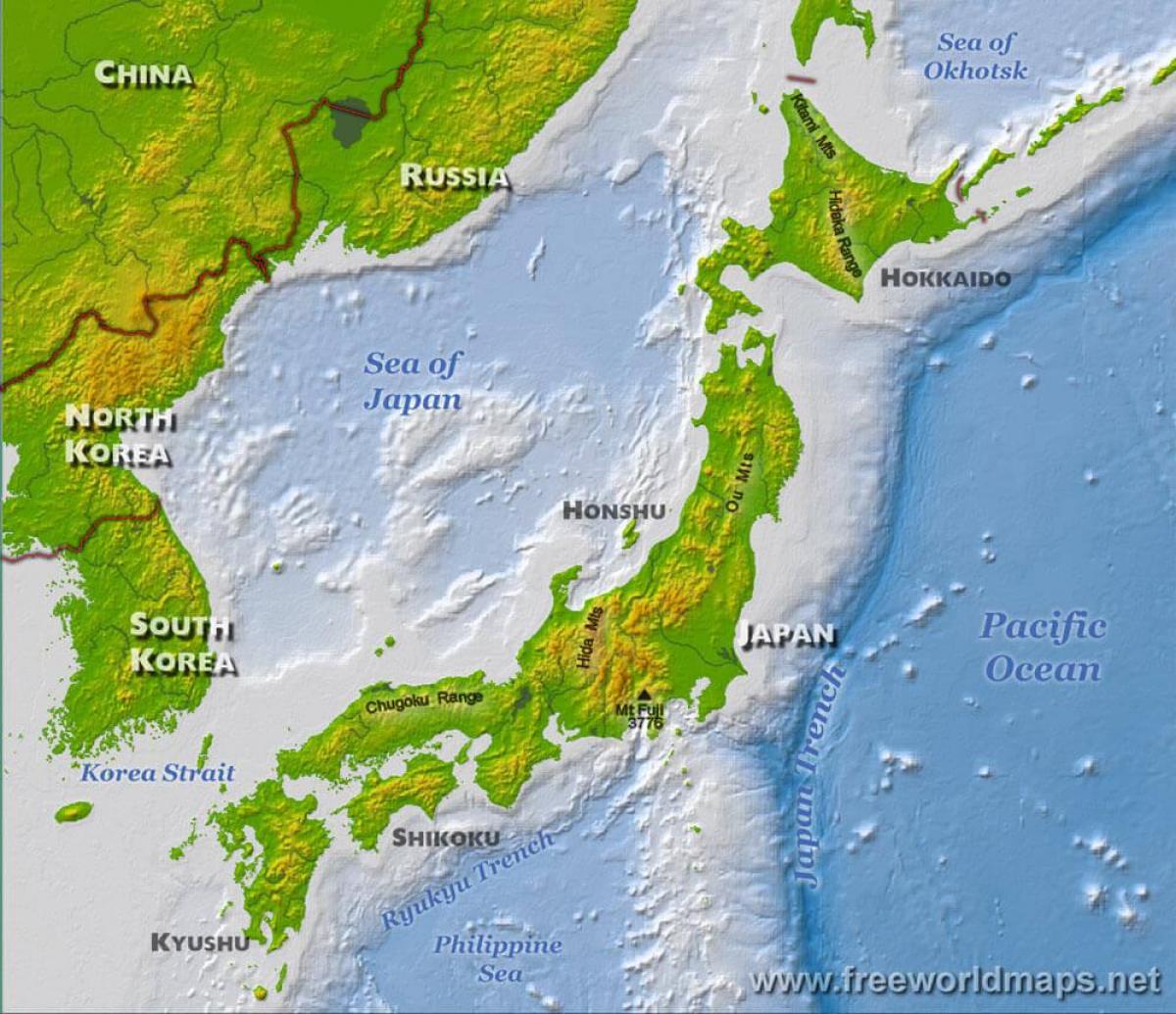 Mapa gór w Japonii