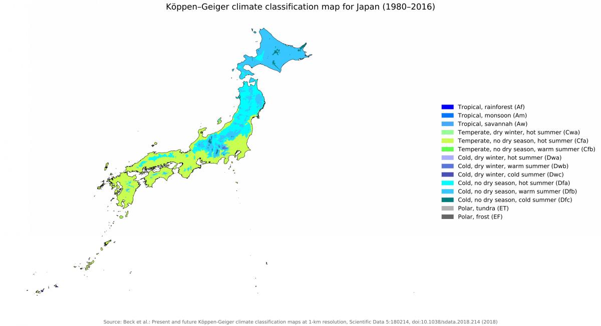 Japońska mapa temperatury