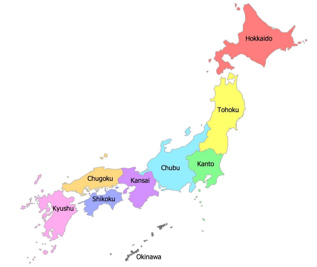 Mapa obszarów Japonii