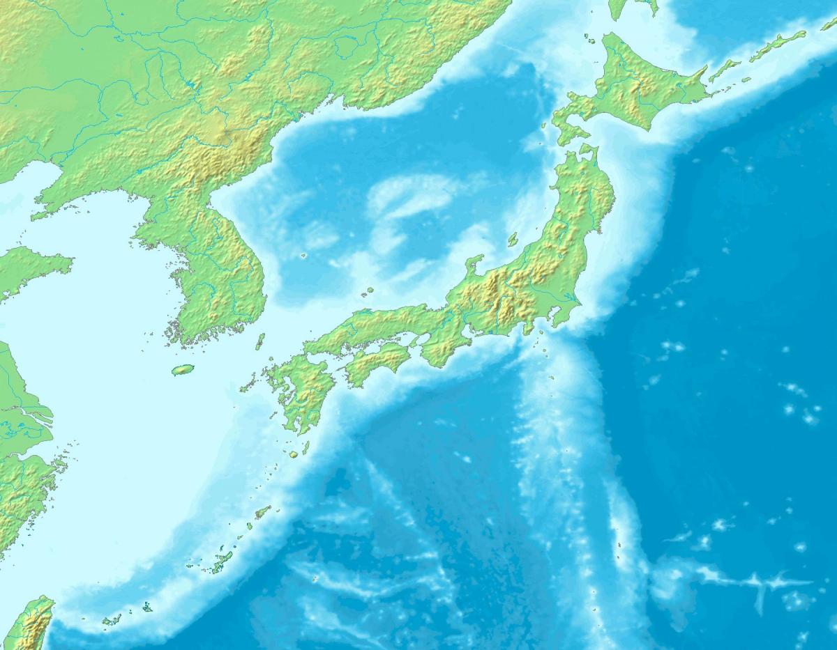 Topograficzna mapa Japonii