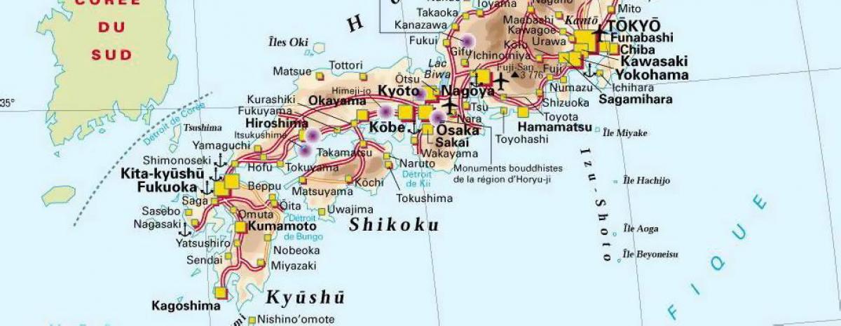 Mapa na południe od Japonii